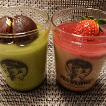 栗抹茶プリン￥1,000とストロベリーチーズプリン￥950で