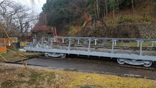 舟を台車に載せて運搬する傾斜鉄道の跡