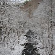 北上山地の山中からＪＲ山田線と並行して流れる川