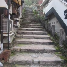 厳島神社宝物館の傍からこの石段を登ります