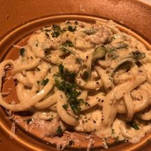 鶏肉とネギのパスタ