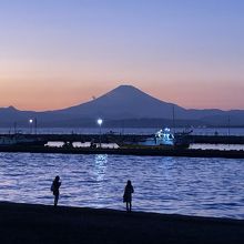 海岸から富士山