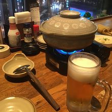 鍋とビール