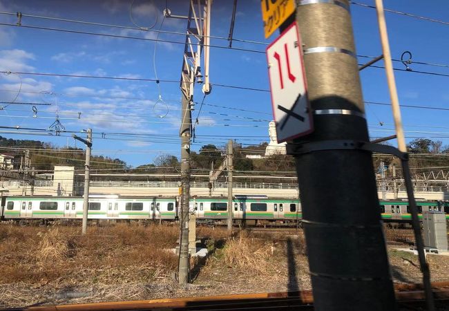 観音像を見える駅