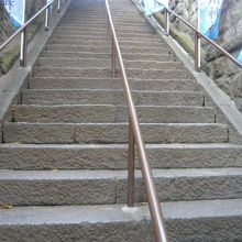大橋の氷川神社の石の階段です。長く、傾斜が急な階段です。