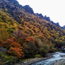 柱状節理と紅葉