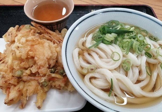 坂出駅付近で、朝からうどんが食べられました