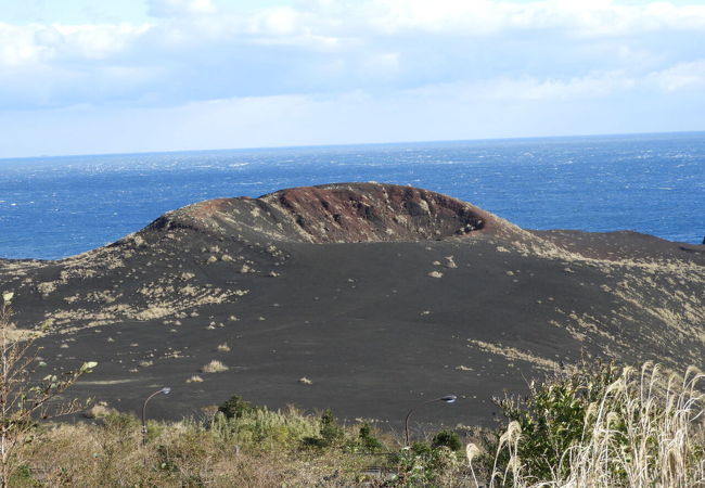 ひょうたん山の火口がみえます