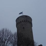 タワーにエストニアの旗が掲げられている
