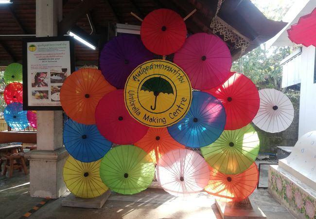 傘を作る行程がみらます