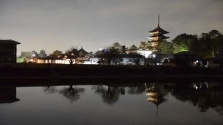 五重塔が臨める池