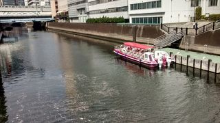 川に流れる大量のピンク色の桜の花びら