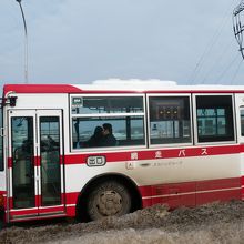 雪の中この赤い帯が目立ちます