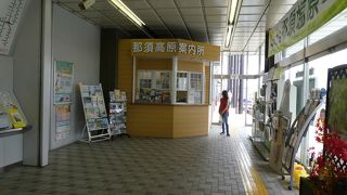 駅の中。ペンション風の建物が。