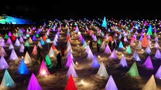 十勝川温泉の冬の光のイベント、イメージはチームラボの屋外版だけど足湯や手湯、スタンプラリーもありました