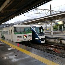 サフィールと並ぶ特急踊り子(左側)