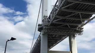 徒歩で渡ると、台場も観察できる。