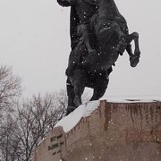 額装品　古典版画　ピュートル大帝の青銅騎馬像　ロシア ピョートル大帝「青銅の騎士像」と芸術広場など ～ロシア二都