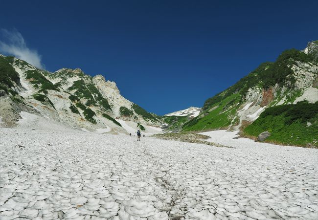 楽しい雪渓歩き