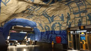中央駅の地下にある地下鉄の駅、ここから路線がたくさん出ています。青１０号.１１号線のアートが見事