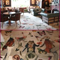 ラウンジの絨毯の柄がユニークで楽しい♪