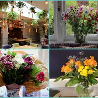 館内のいたるところにグリーンや生花が