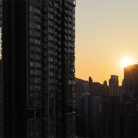 マウンテンビュールームからの夕陽