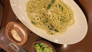 海老とインゲンのジェノベーゼスパゲッティ！