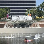 市庁舎前に広がる緑溢れる公園