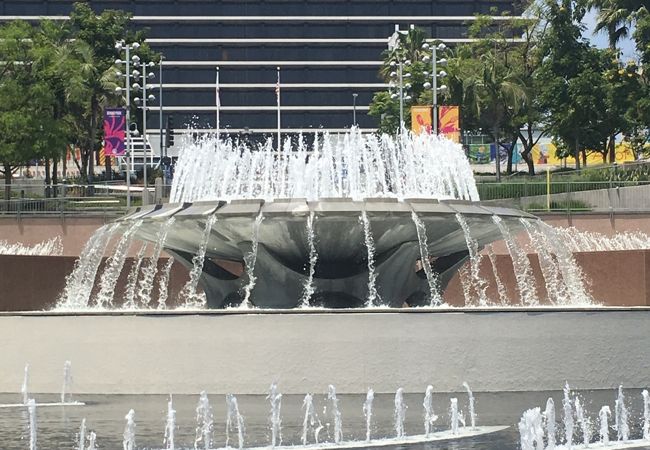 市庁舎前に広がる緑溢れる公園