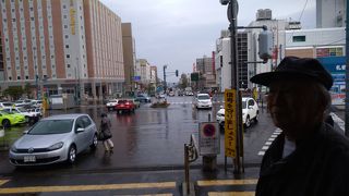 JR小樽駅から石狩湾へ伸びた幹線道路