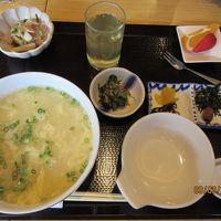 朝食フグ雑炊の大盛り