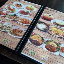 メニューの一部。日本語表記もあり。