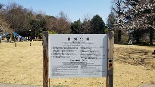 目黒川近くの庭園がある憩いの公園