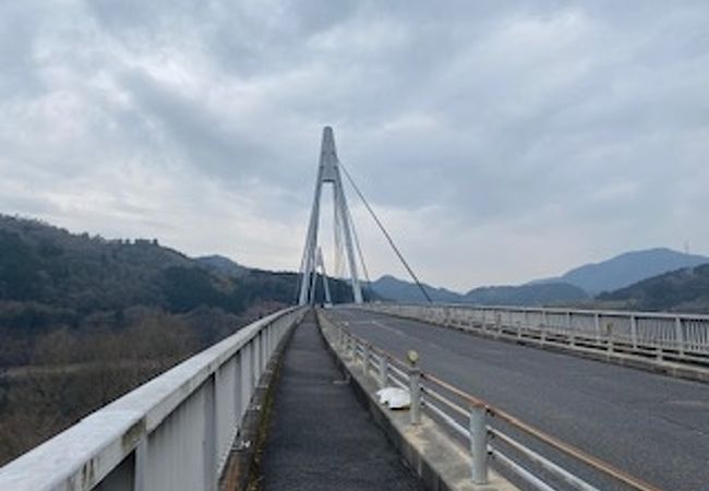 雄大な斜張橋がかかっている。