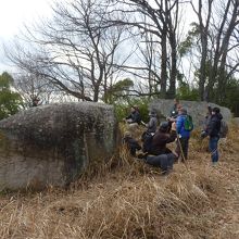 ハイキング途中にある古代岩