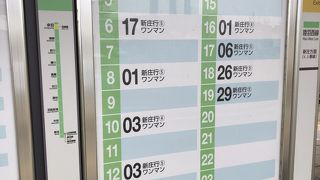 新庄駅方面に向かうなら進行方向の左側