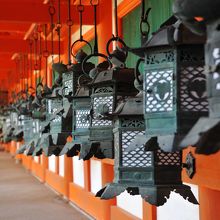 釣り灯籠が並ぶ回廊