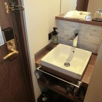 シャワー/トイレとは別に設けられたコンパクトな洗面台。