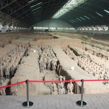 「始皇帝陵兵馬俑博物院」  １号館へ入ると目に入る風景