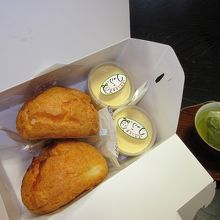 定番のたまごプリンとシュークリーム