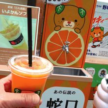 蛇口からみかんジュースはなんと350円の空港価格。