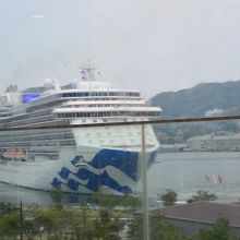 時には、超巨大客船も見られます