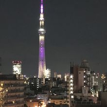 スカイツリーがよく見えます。観光に自転車も貸してくれます。