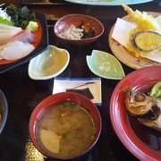 刺身と天ぷらとのどくろの煮つけの贅沢ランチ