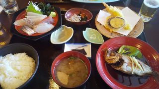 刺身と天ぷらとのどくろの煮つけの贅沢ランチ