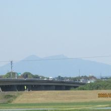 利根川の向こうに筑波山を望む。