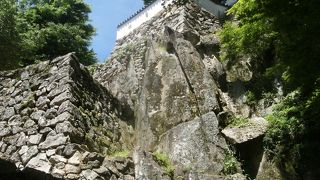 天然の岩と組み合わされた石垣が見事