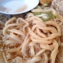 太麺。麺は細麺・太麺から選ぶことができる