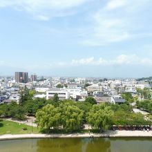 天守閣から松本場公園を見下ろす！